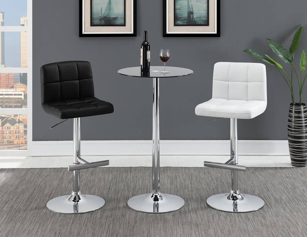 Lenny Adjustable Bar Stools Chrome and White (Set of 2) - Luxury Home Furniture (MI)