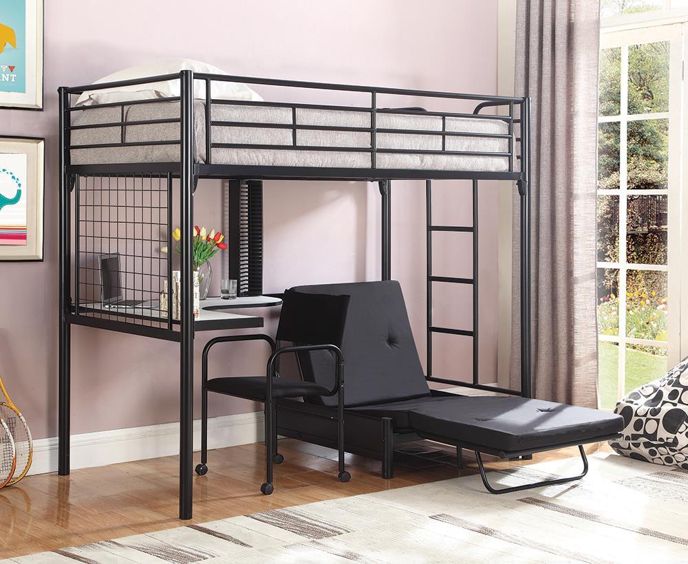 Jenner Twin Futon Workstation Loft Bed Black - Luxury Home Furniture (MI)