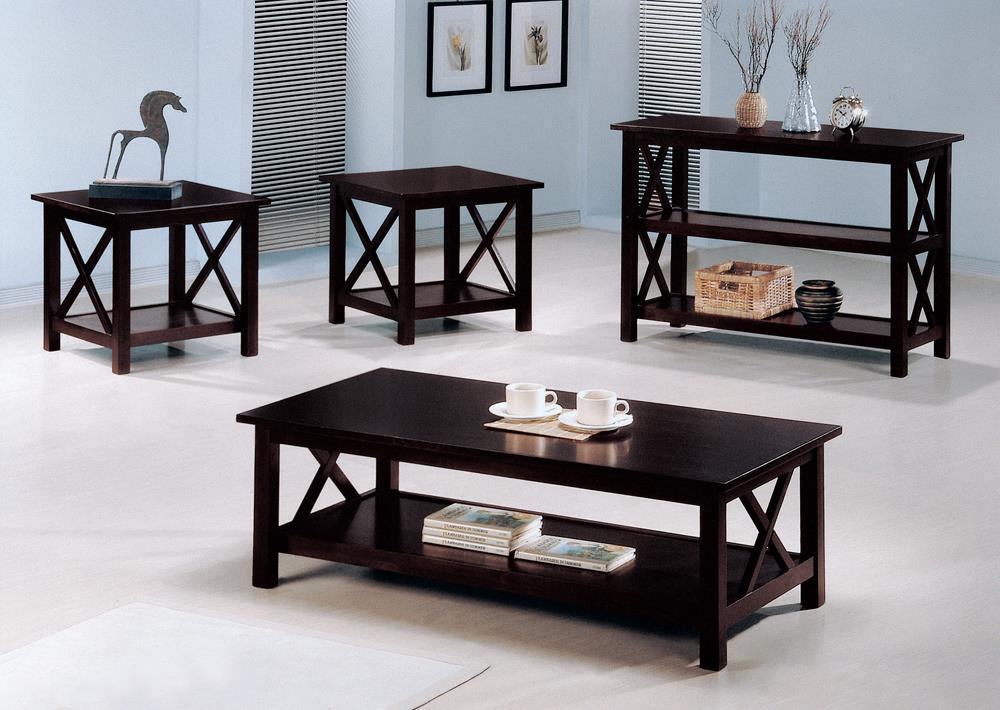 Rachelle 3-piece Occasional Table Set Deep Merlot - Luxury Home Furniture (MI)