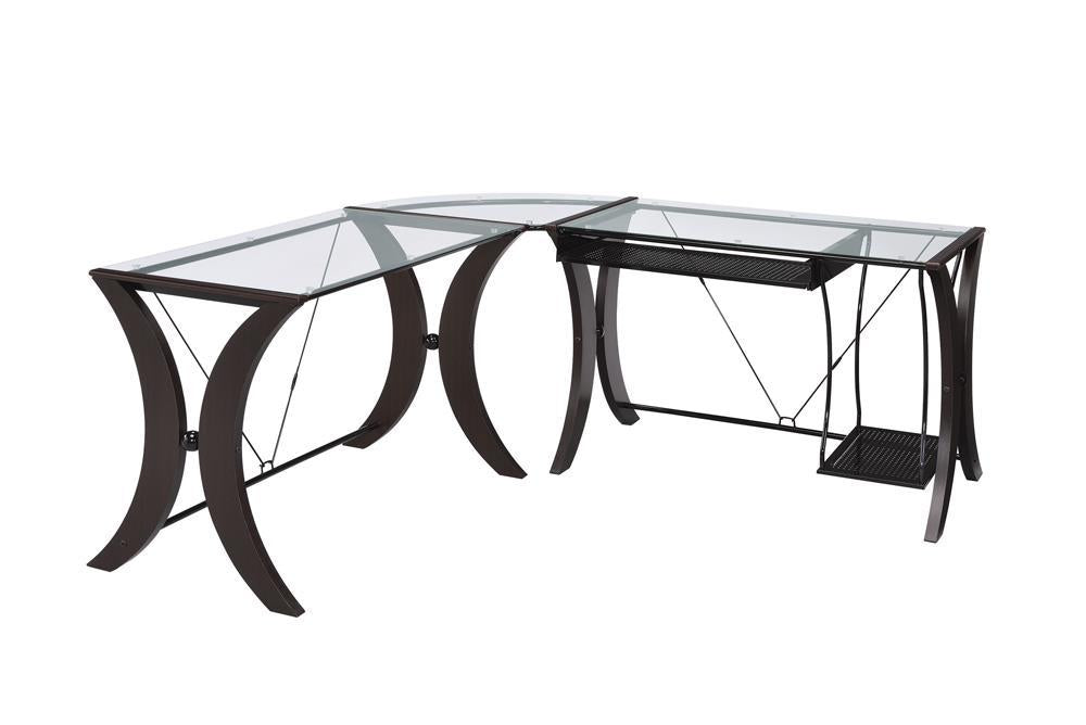 Monterey 3-piece L-shaped Computer Desk Set Cappuccino - Luxury Home Furniture (MI)