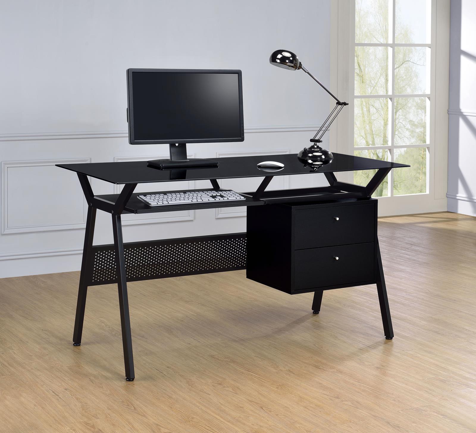Weaving 2-drawer Computer Desk Black - Luxury Home Furniture (MI)