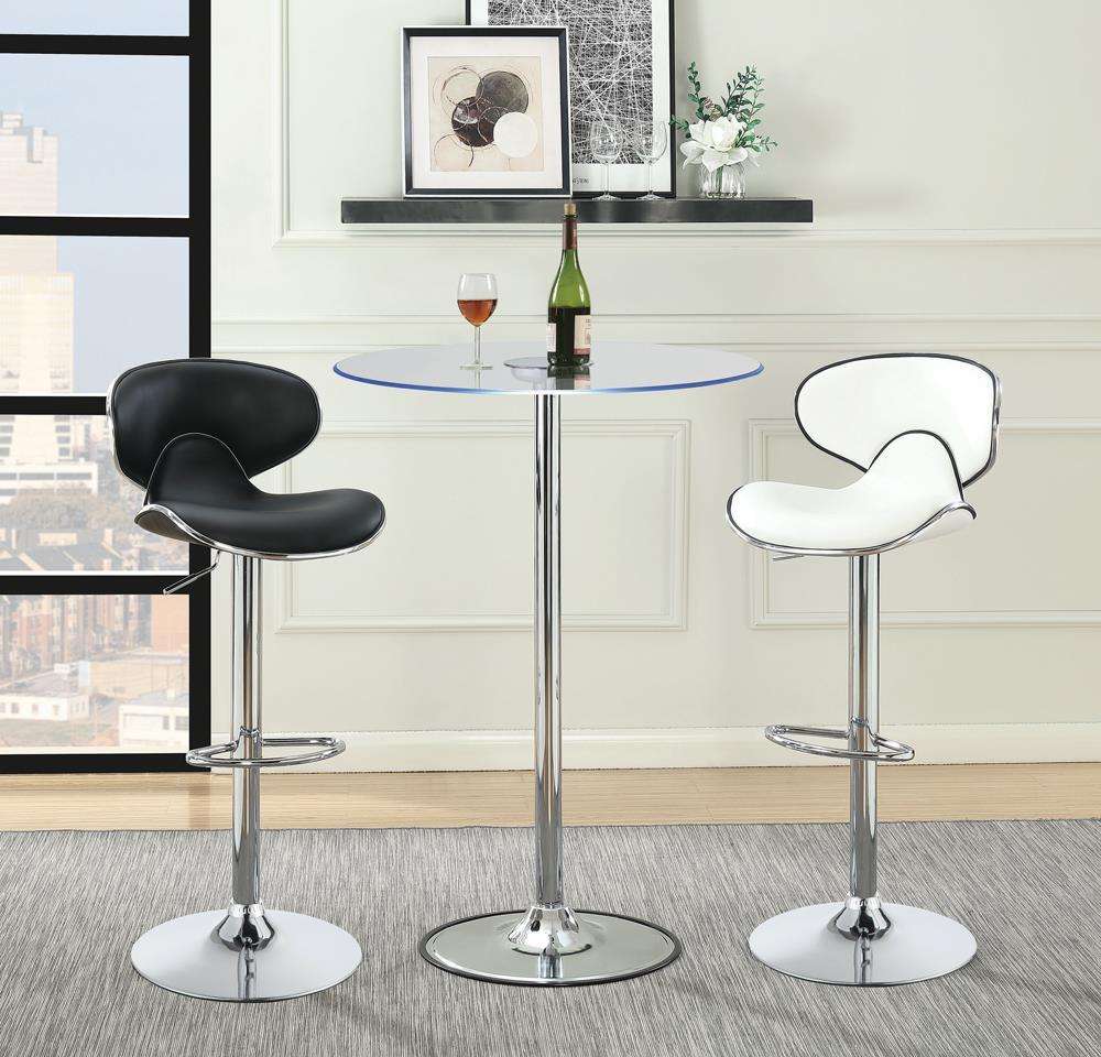 Edenton Upholstered Adjustable Height Bar Stools Black and Chrome (Set of 2) - Luxury Home Furniture (MI)