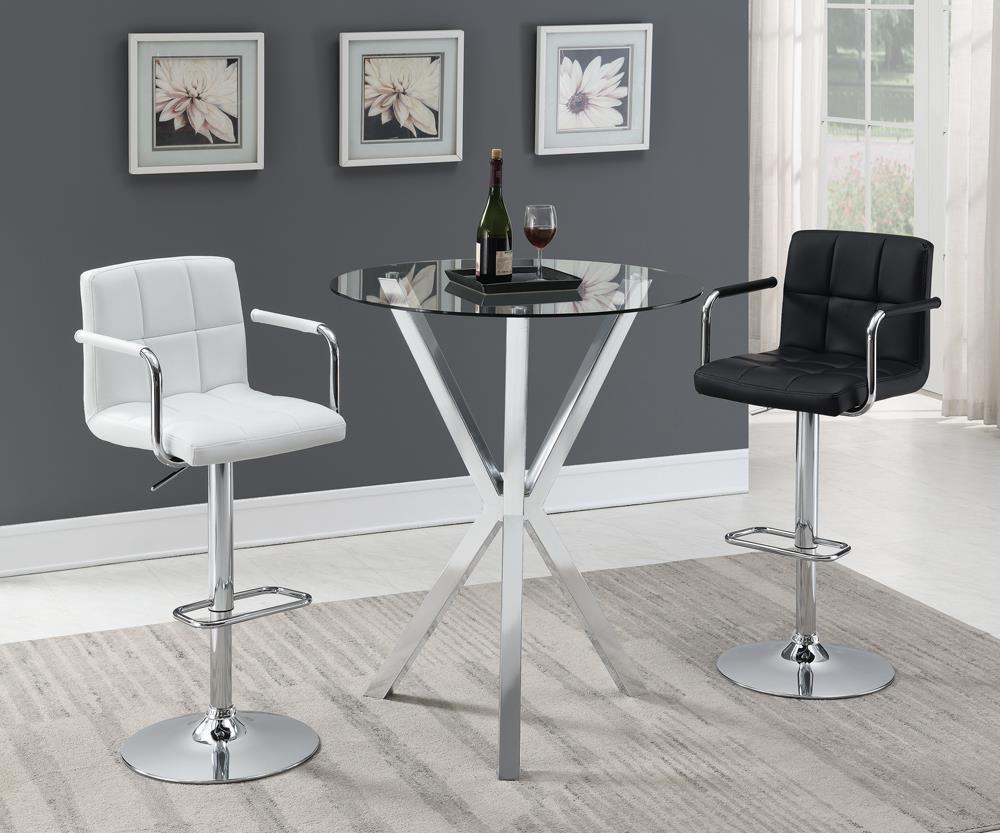 Denali Round Glass Top Bar Table Chrome - Luxury Home Furniture (MI)