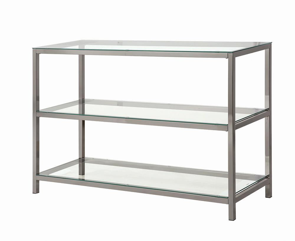 Trini Sofa Table with Glass Shelf Black Nickel - Luxury Home Furniture (MI)