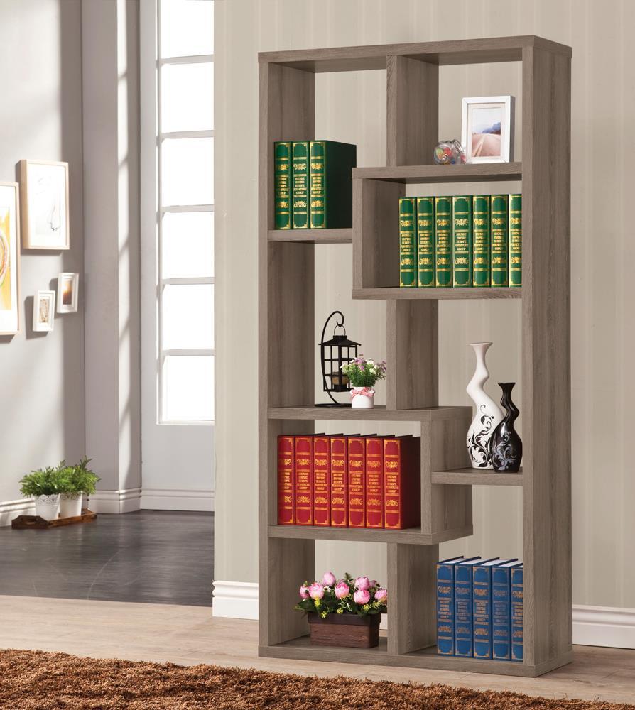 Theo 10-shelf Bookcase Weathered Grey - Luxury Home Furniture (MI)