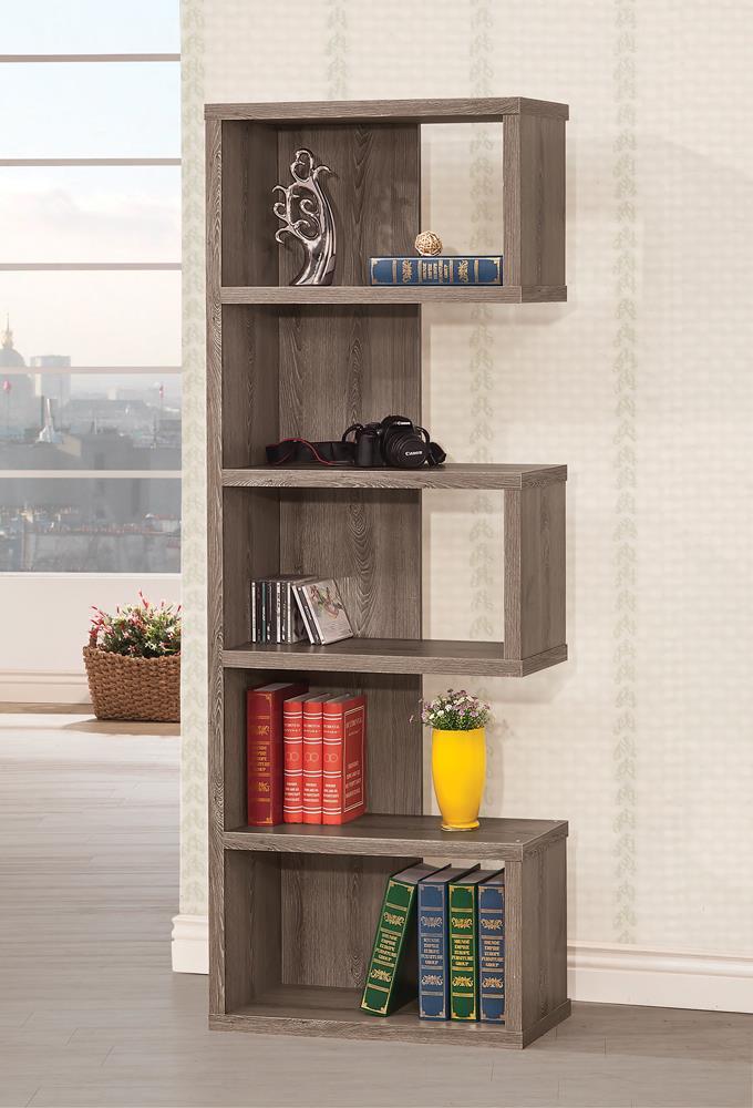 Joey 5-tier Bookcase Weathered Grey - Luxury Home Furniture (MI)