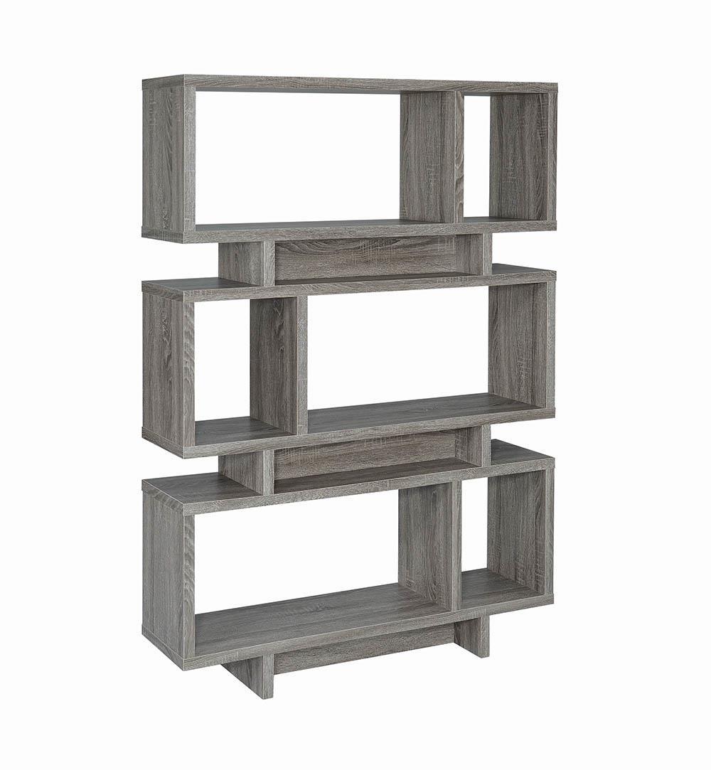 Reid 3-tier Geometric Bookcase Weathered Grey - Luxury Home Furniture (MI)