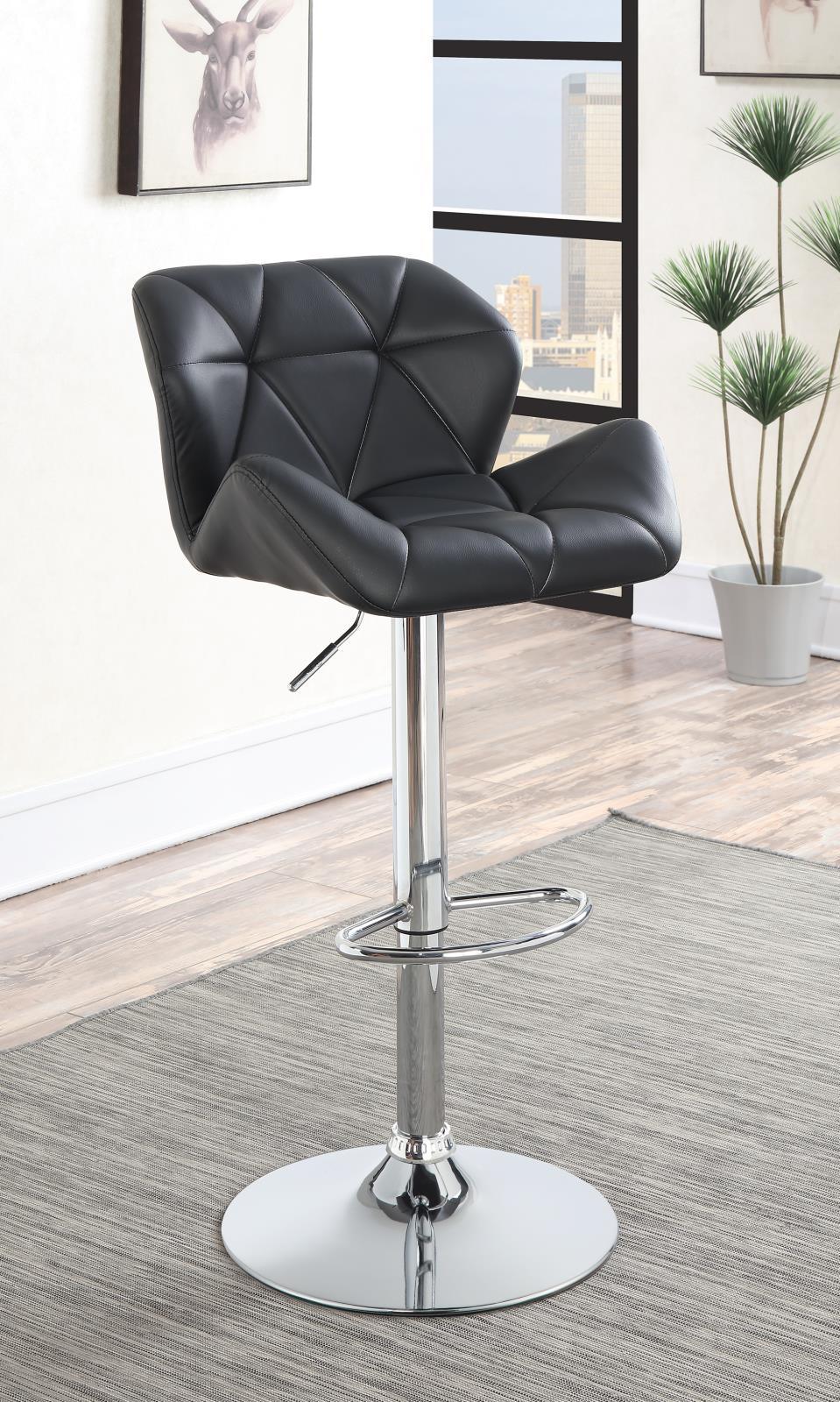 Berrington Adjustable Bar Stools Chrome and Black (Set of 2) - Luxury Home Furniture (MI)