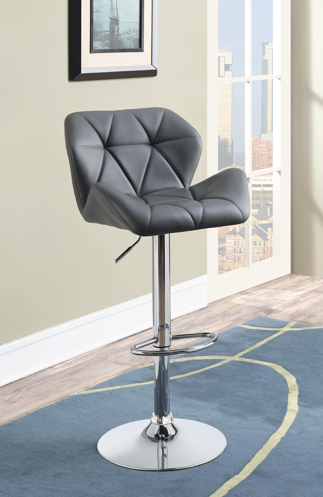 Berrington Adjustable Bar Stools Chrome and Grey (Set of 2) - Luxury Home Furniture (MI)