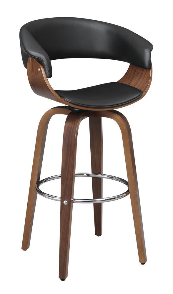 Zion Upholstered Swivel Bar Stool Walnut and Black - Luxury Home Furniture (MI)