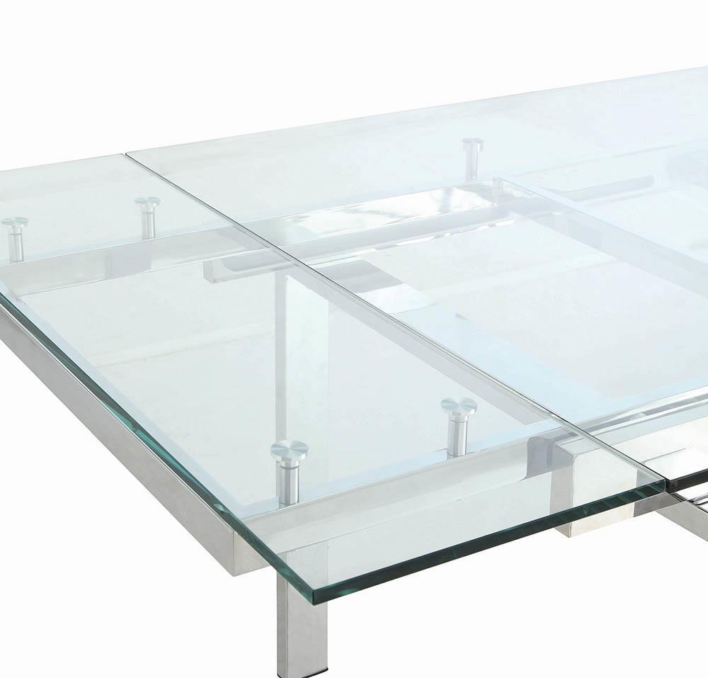 Wexford Glass Top Dining Table with Extension Leaves Chrome - Luxury Home Furniture (MI)