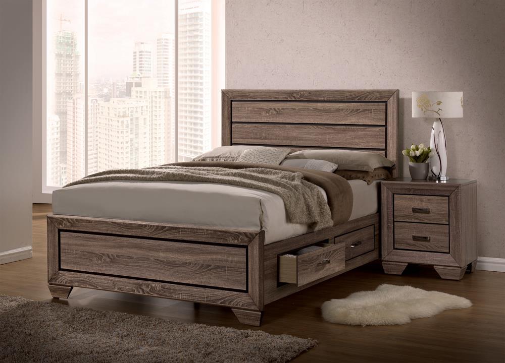 Kauffman Eastern King Storage Bed Washed Taupe - Luxury Home Furniture (MI)