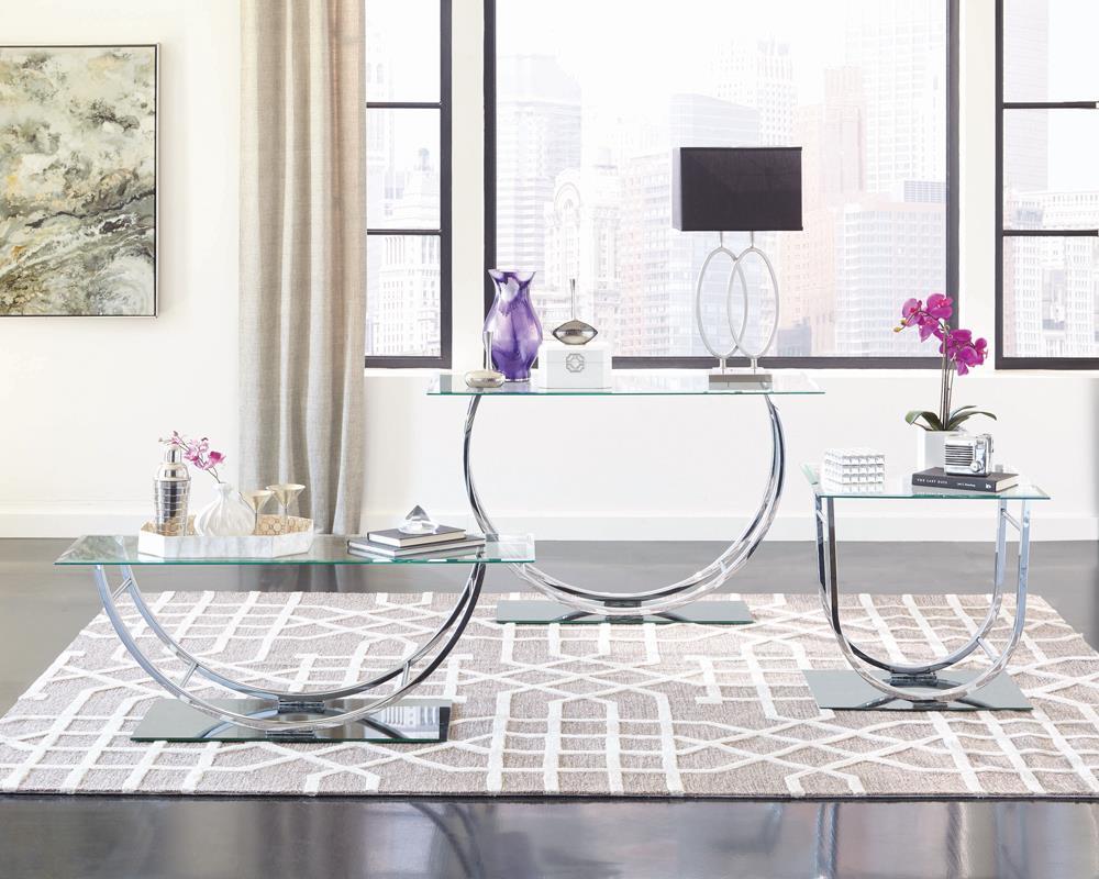 Danville U-shaped Sofa Table Chrome - Luxury Home Furniture (MI)