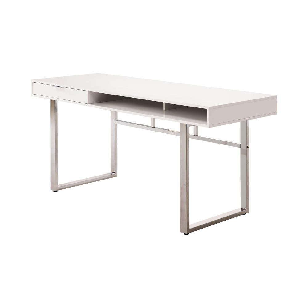 Whitman 4-drawer Writing Desk Glossy White - Luxury Home Furniture (MI)