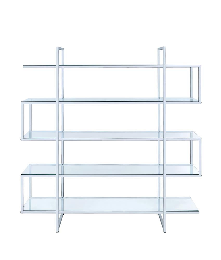 Elmer 5-shelf Bookcase Chrome and Clear - Luxury Home Furniture (MI)