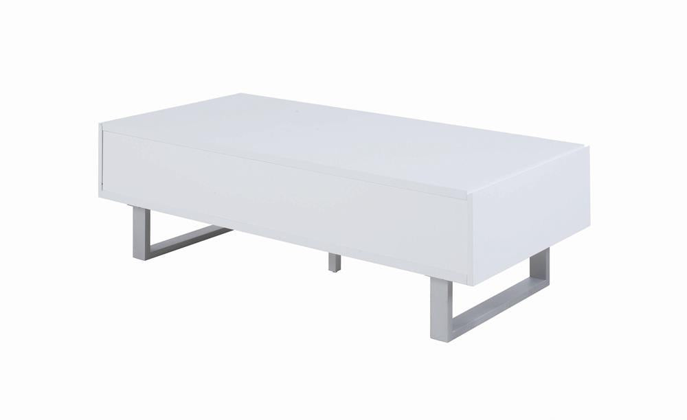 Atchison 2-drawer Coffee Table High Glossy White - Luxury Home Furniture (MI)