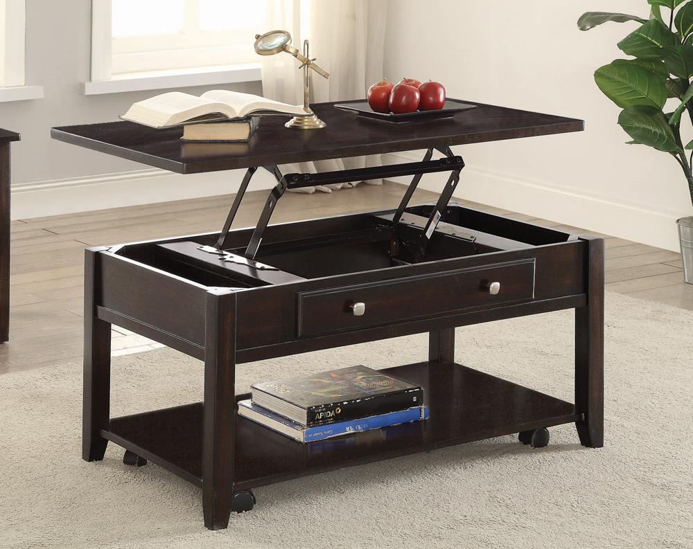 Baylor Lift Top Coffee Table with Hidden Storage Walnut - Luxury Home Furniture (MI)