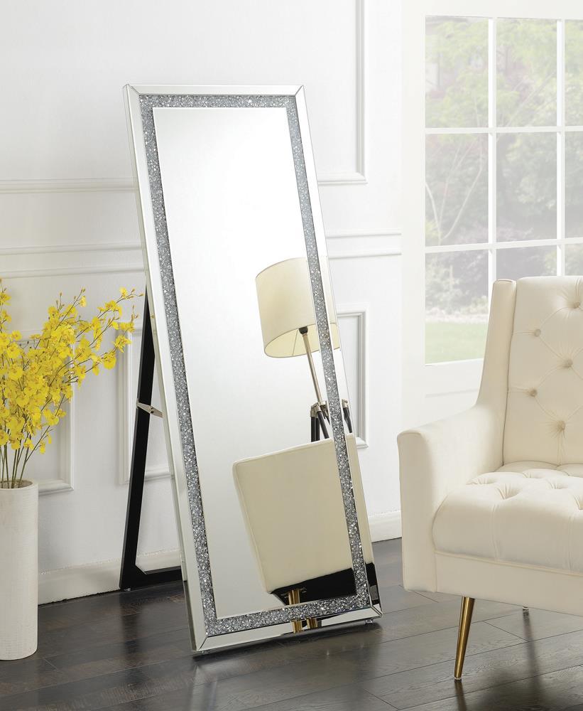 Novak Rectangular Cheval Floor Mirror Silver - Luxury Home Furniture (MI)