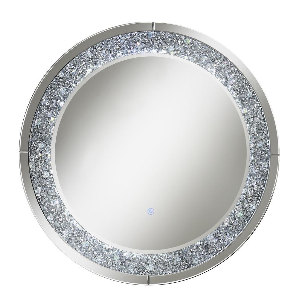 Lixue Round Wall Mirror with LED Lighting Silver - Luxury Home Furniture (MI)