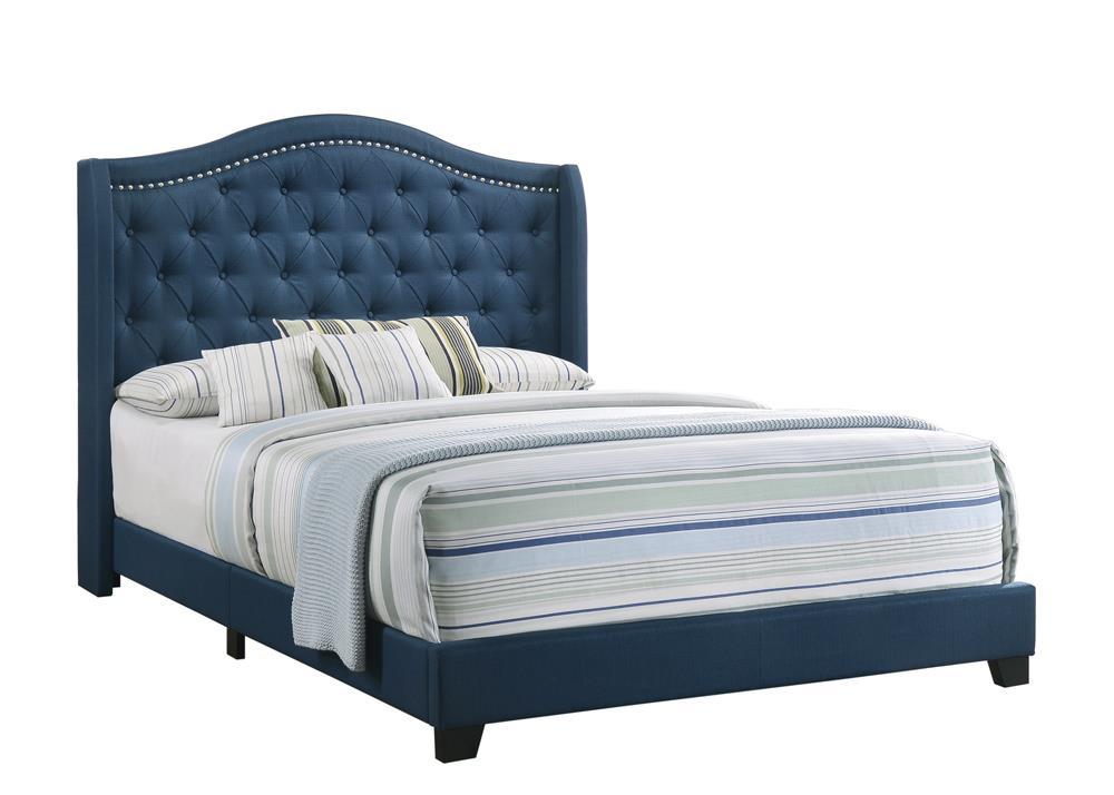 Sonoma Full Camel Headboard Bed with Nailhead Trim Blue - Luxury Home Furniture (MI)