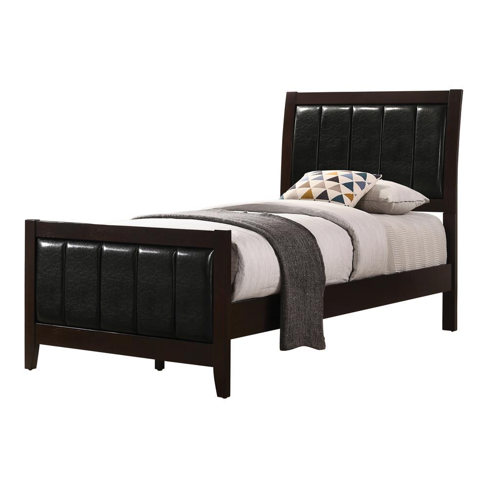 Carlton Full & Twin Upholstered Panel Bed Cappuccino and Black - Luxury Home Furniture (MI)
