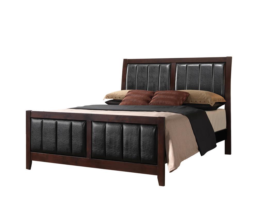 Carlton Full Upholstered Panel Bed Cappuccino and Black - Luxury Home Furniture (MI)