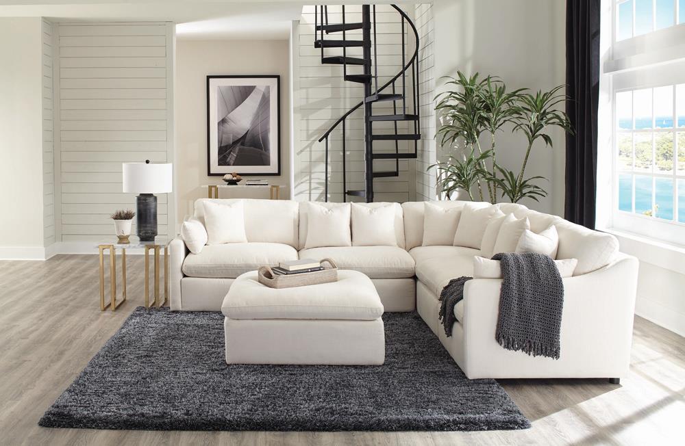 Hobson Cushion Seat Ottoman Off-White - Luxury Home Furniture (MI)