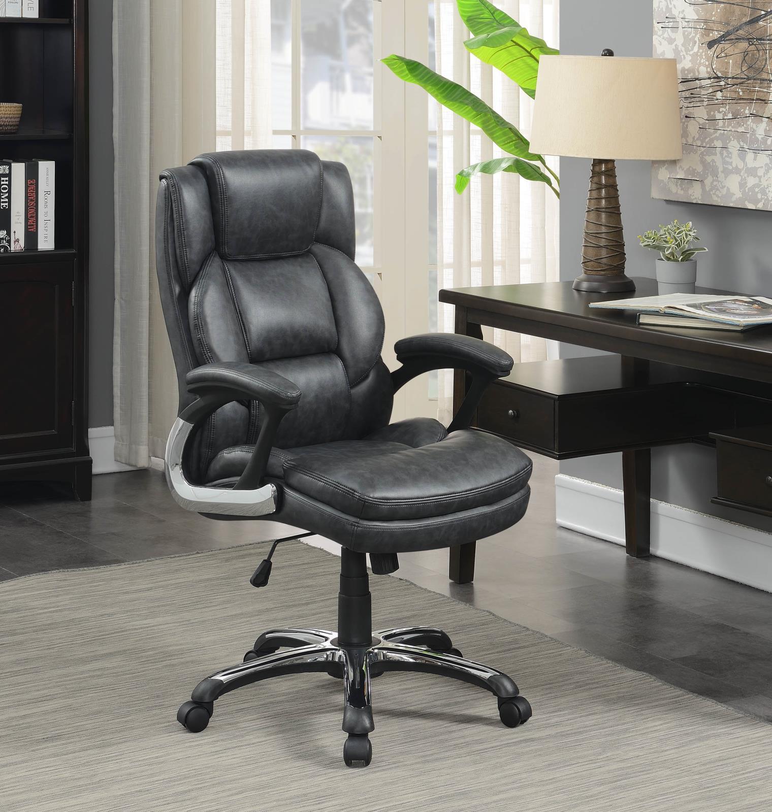 Nerris Adjustable Height Office Chair with Padded Arm Grey and Black - Luxury Home Furniture (MI)