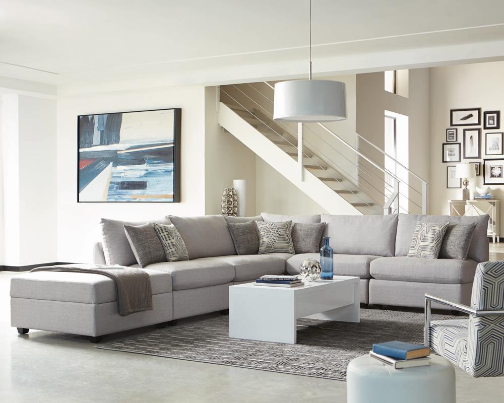 Cambria Upholstered Square Storage Ottoman Grey - Luxury Home Furniture (MI)