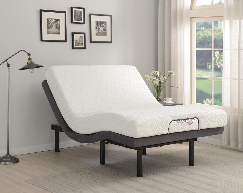 Negan Eastern King Adjustable Bed Base Grey and Black - Luxury Home Furniture (MI)