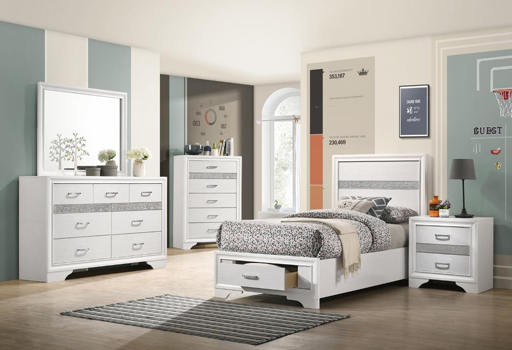 Miranda Full & Twin Storage Bed White - Luxury Home Furniture (MI)