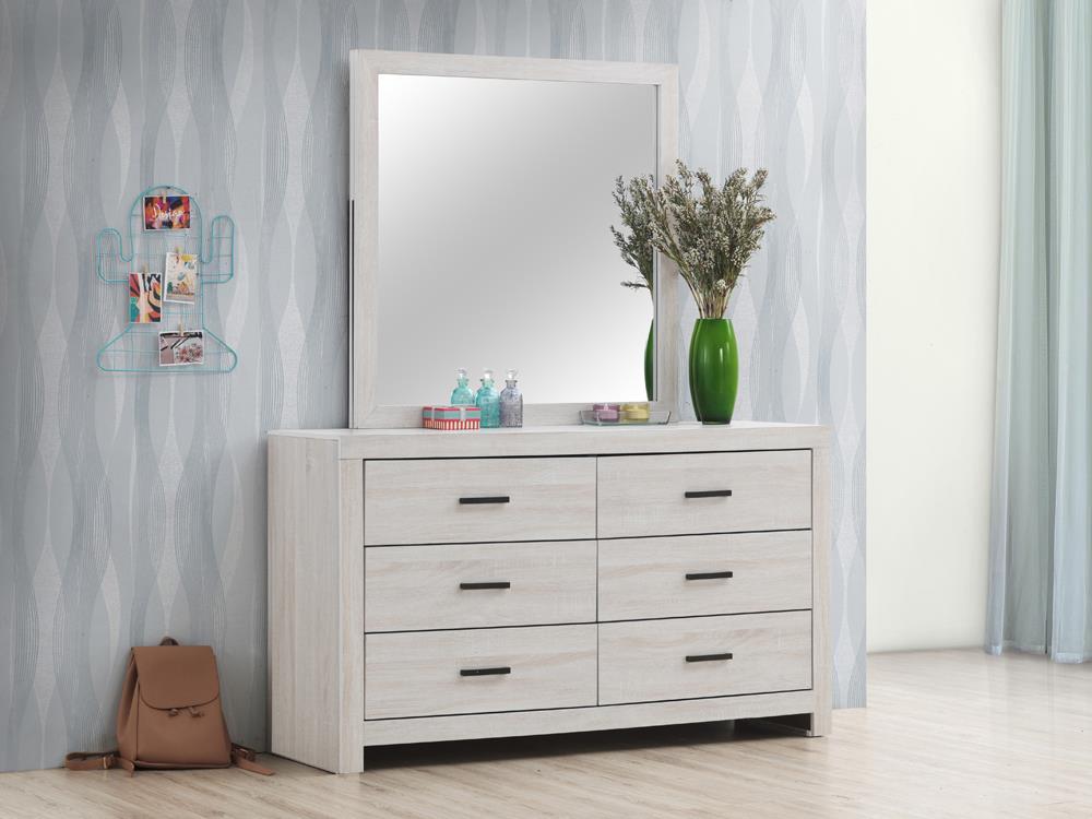 Brantford Rectangle Dresser Mirror Coastal White - Luxury Home Furniture (MI)