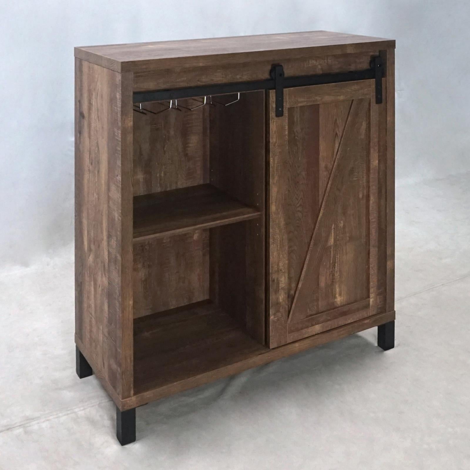 Arlington Bar Cabinet with Sliding Door Rustic Oak - Luxury Home Furniture (MI)
