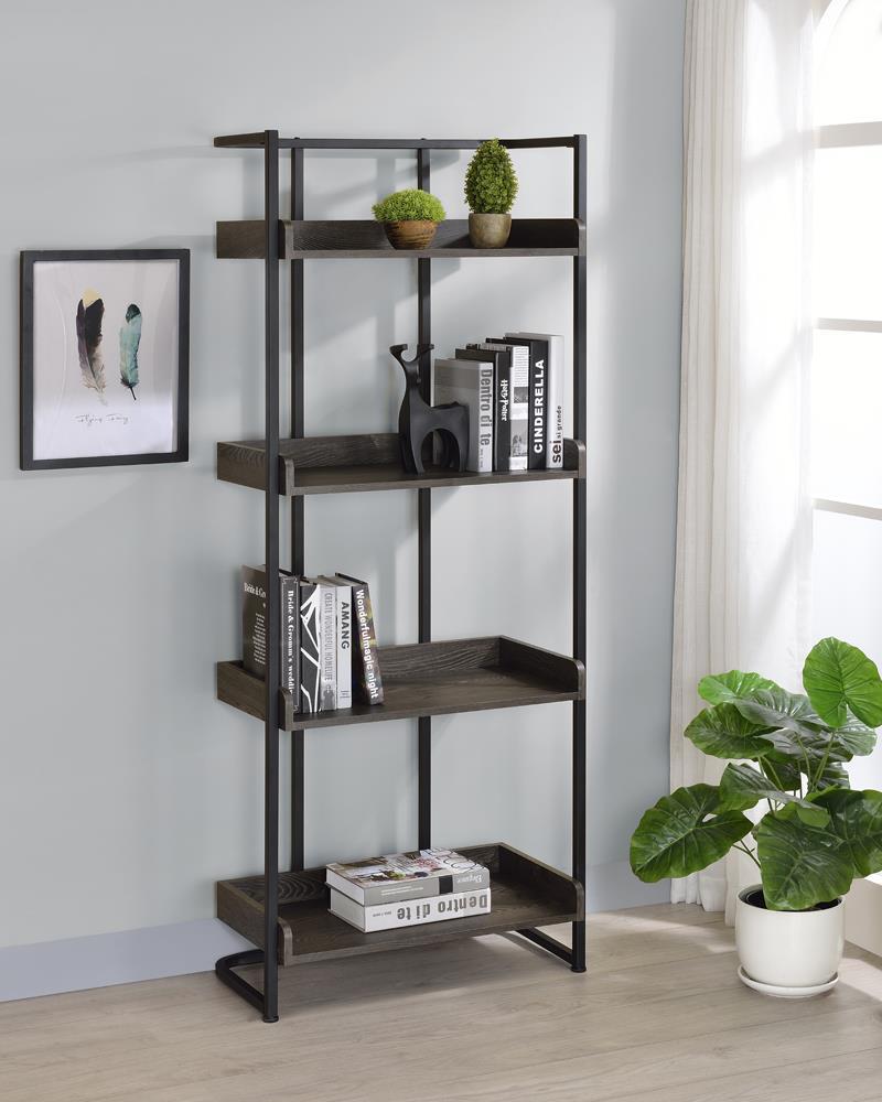 Ember 4-shelf Bookcase Dark Oak and Sandy Black - Luxury Home Furniture (MI)