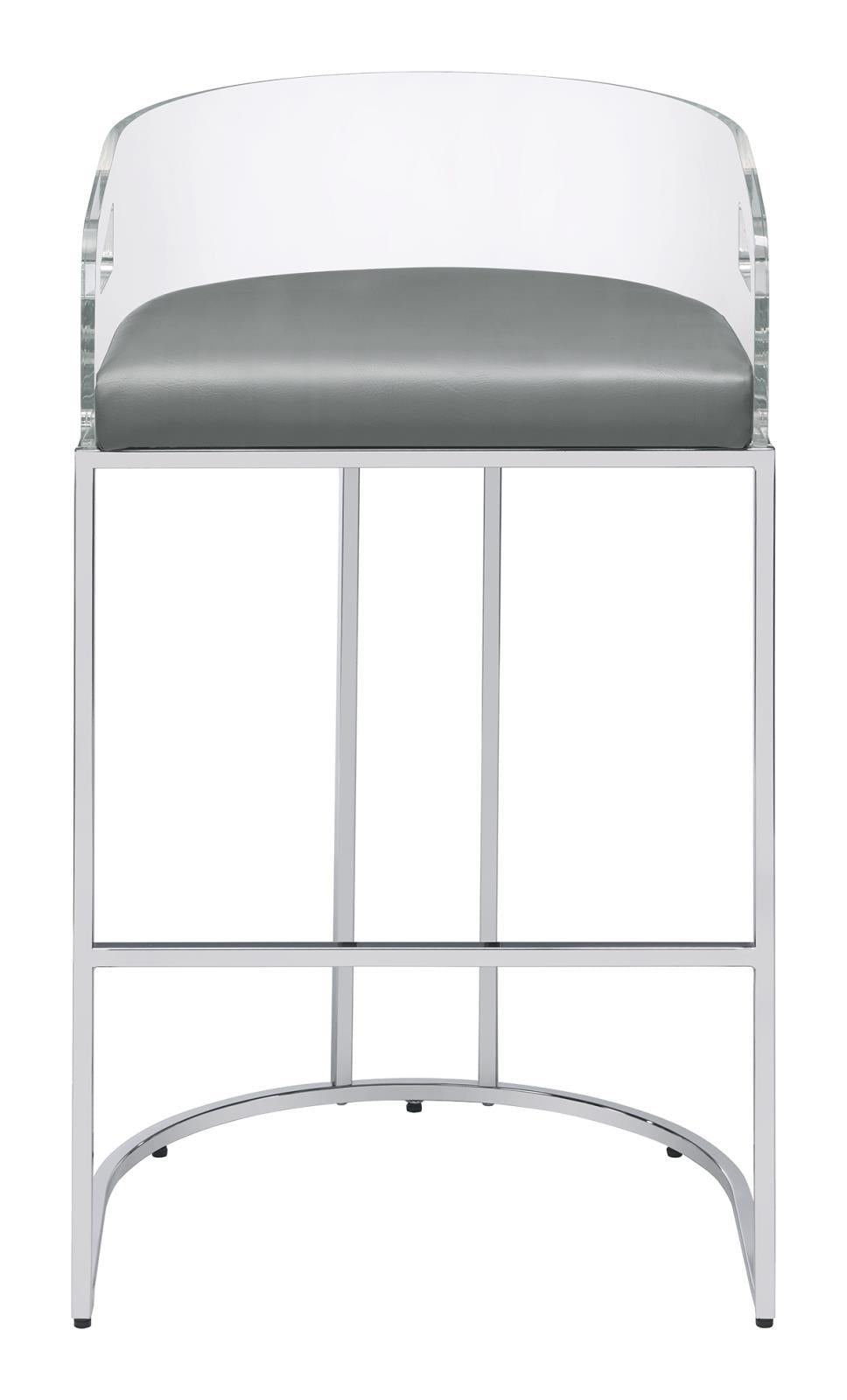 Thermosolis Acrylic Back Bar Stools Grey and Chrome (Set of 2) - Luxury Home Furniture (MI)