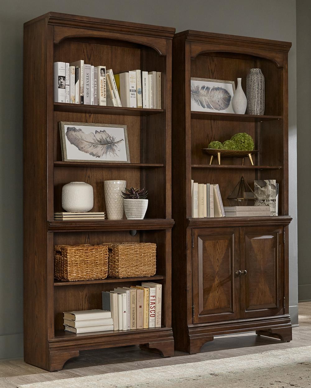 Hartshill Bookcase with Cabinet Burnished Oak - Luxury Home Furniture (MI)