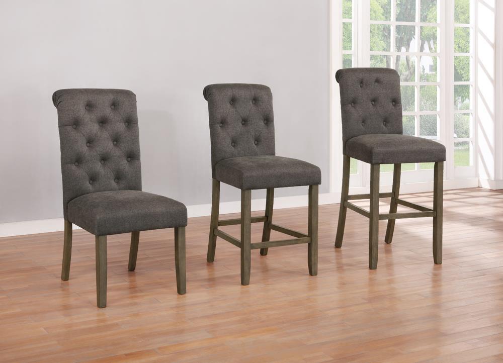 Balboa Tufted Back Bar Stools Grey and Rustic Brown (Set of 2) - Luxury Home Furniture (MI)