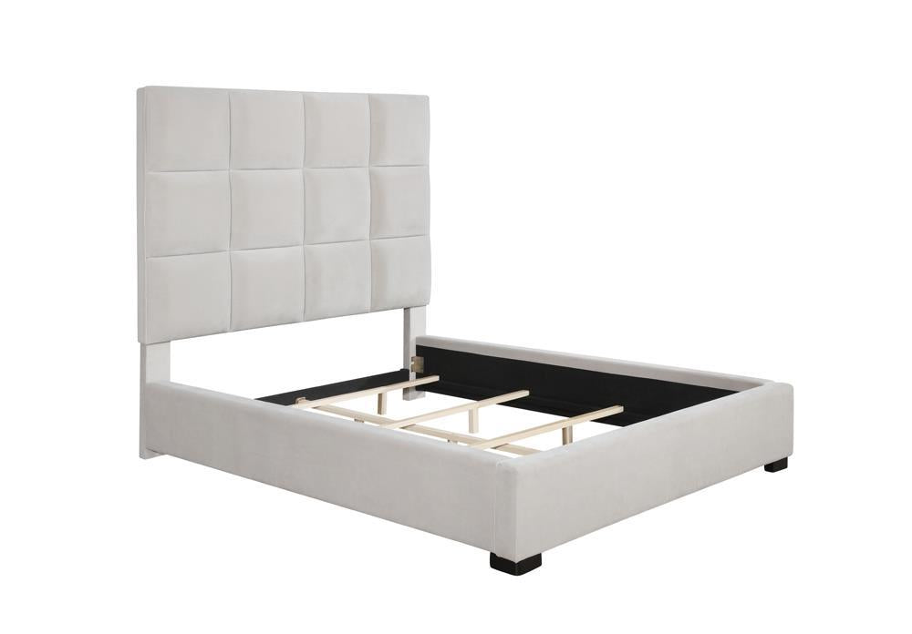 Panes Queen Tufted Upholstered Panel Bed Beige - Luxury Home Furniture (MI)
