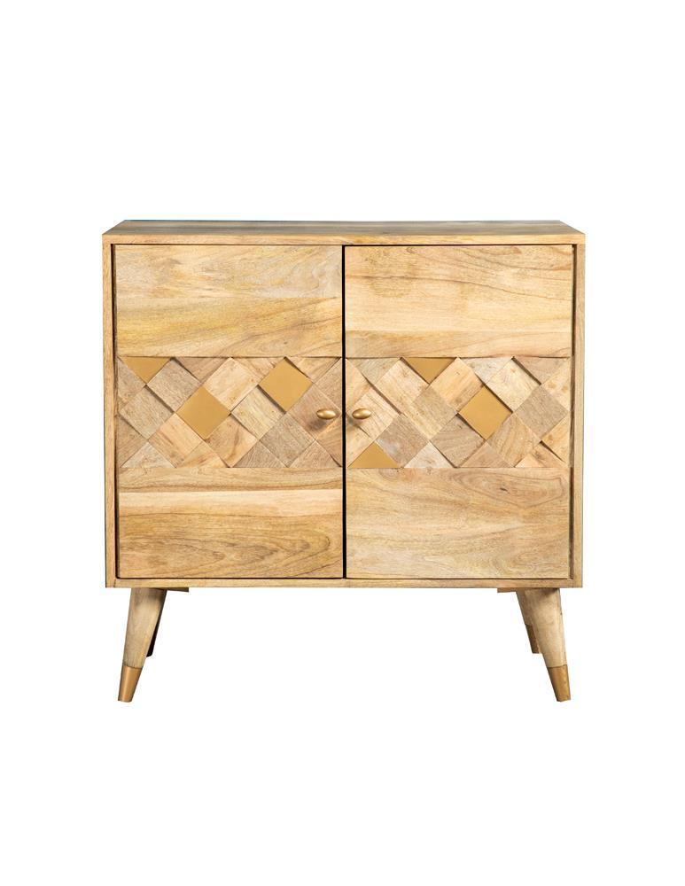 Alyssum Checkered Pattern 2-door Accent Cabinet Natural - Luxury Home Furniture (MI)