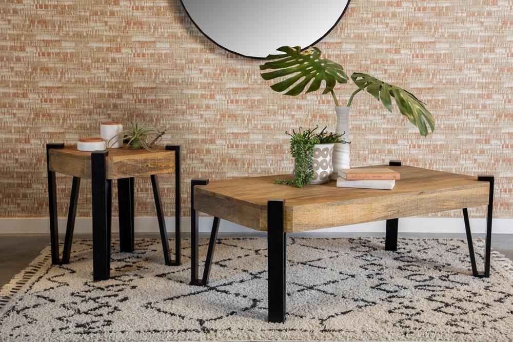 Winston Wooden Square Top End Table Natural and Matte Black - Luxury Home Furniture (MI)