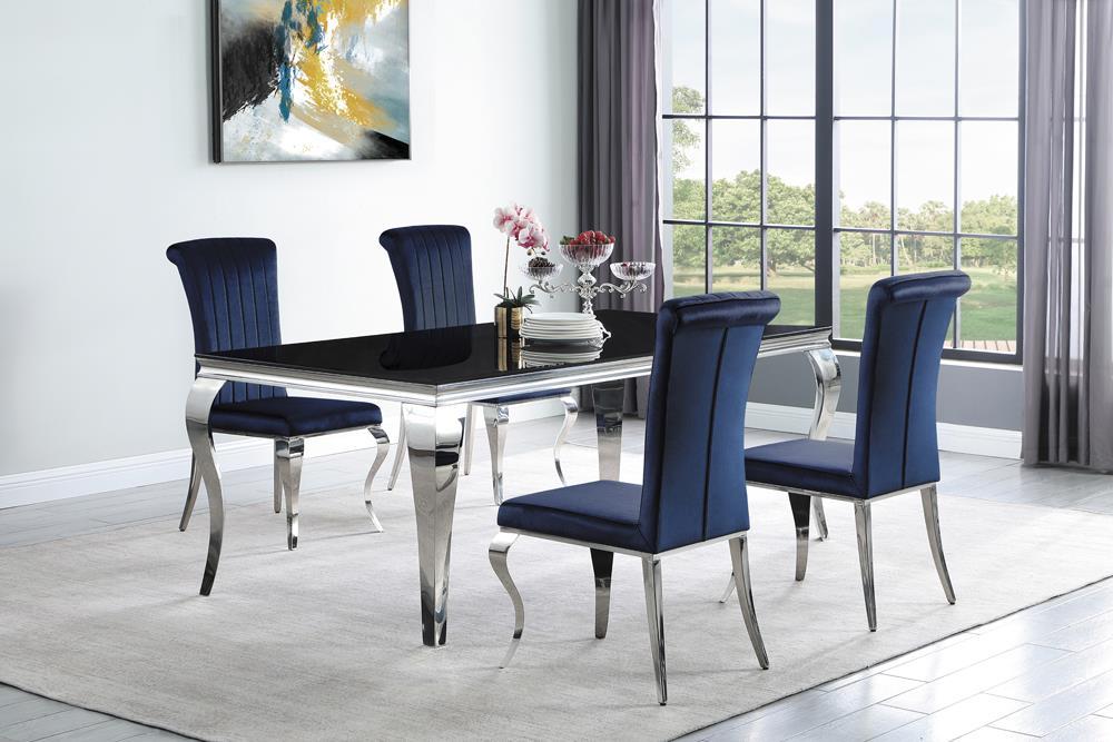 Carone Rectangular Glass Top Dining Table Black and Chrome - Luxury Home Furniture (MI)