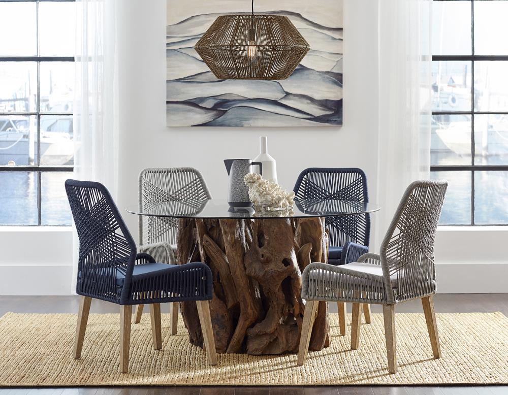 Nakia Woven Rope Dining Chairs Dark Navy (Set of 2) - Luxury Home Furniture (MI)