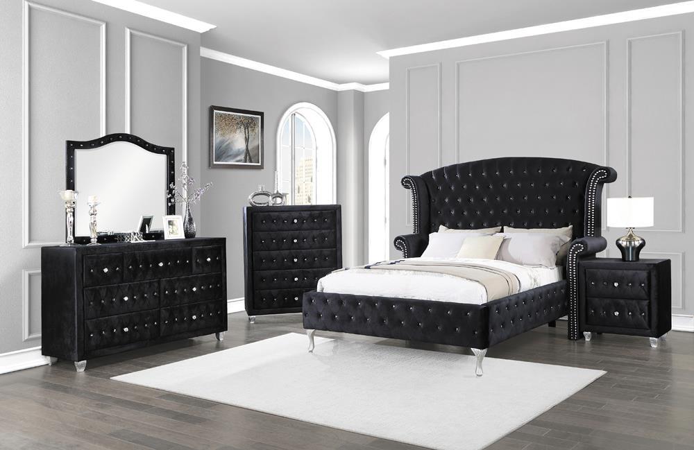 Deanna Eastern King Tufted Upholstered Bed Black - Luxury Home Furniture (MI)