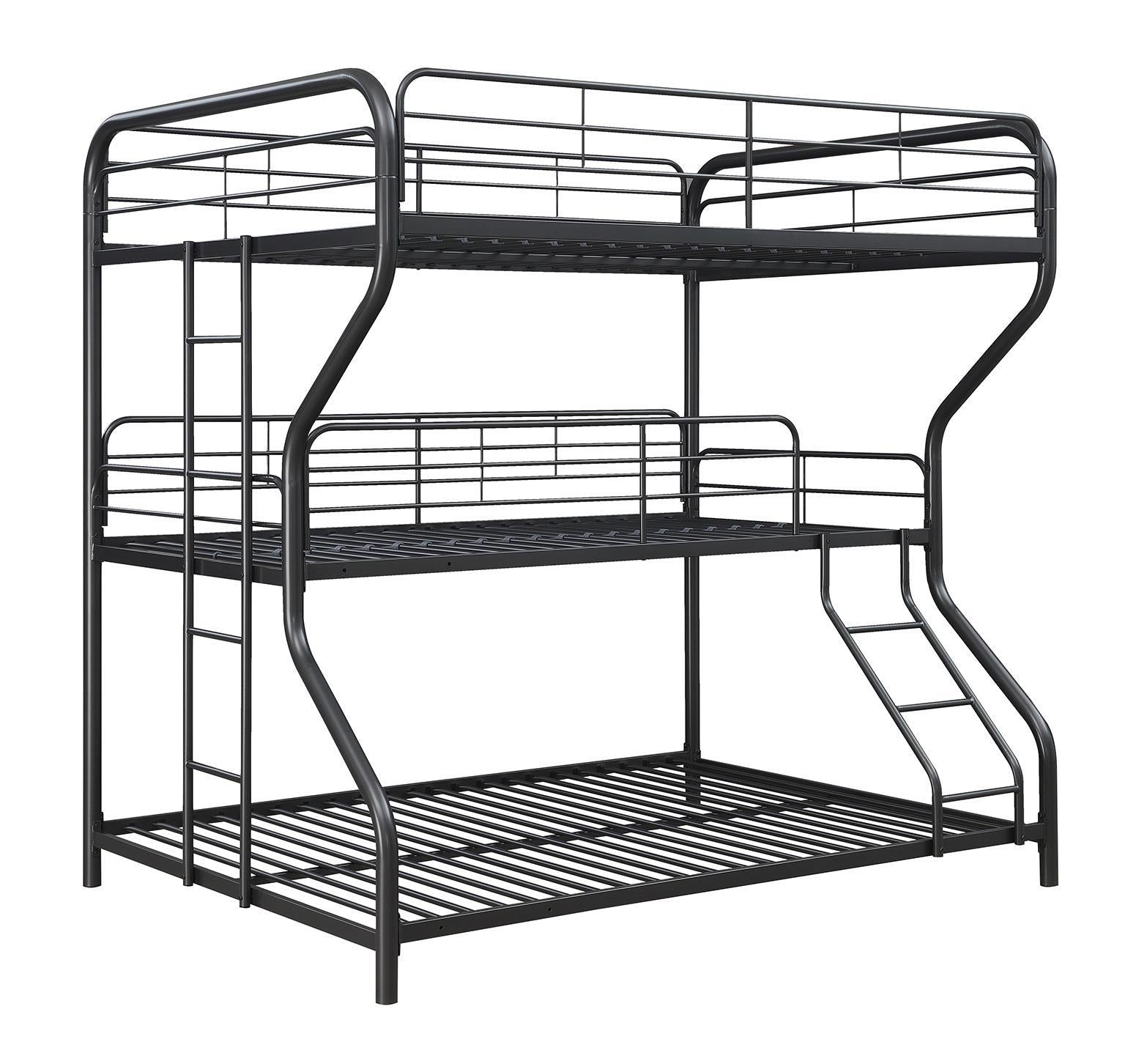 Garner Triple Full Over Twin Over Full Bunk Bed with Ladder Gunmetal - Luxury Home Furniture (MI)