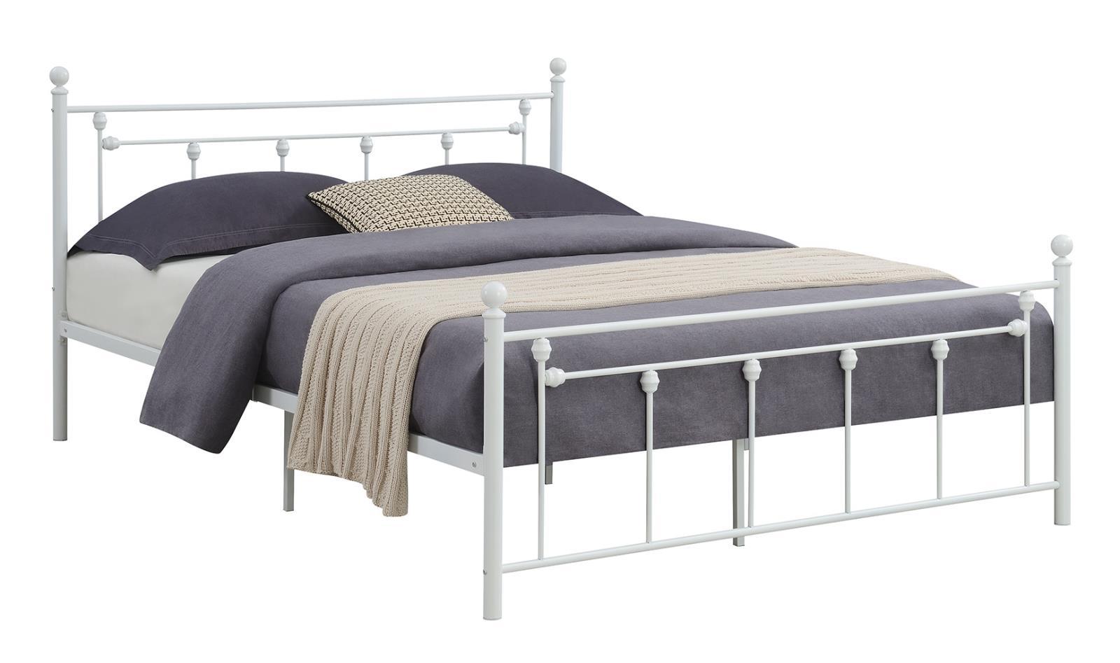 Canon Queen Metal Slatted Headboard Platform Bed - White - Luxury Home Furniture (MI)