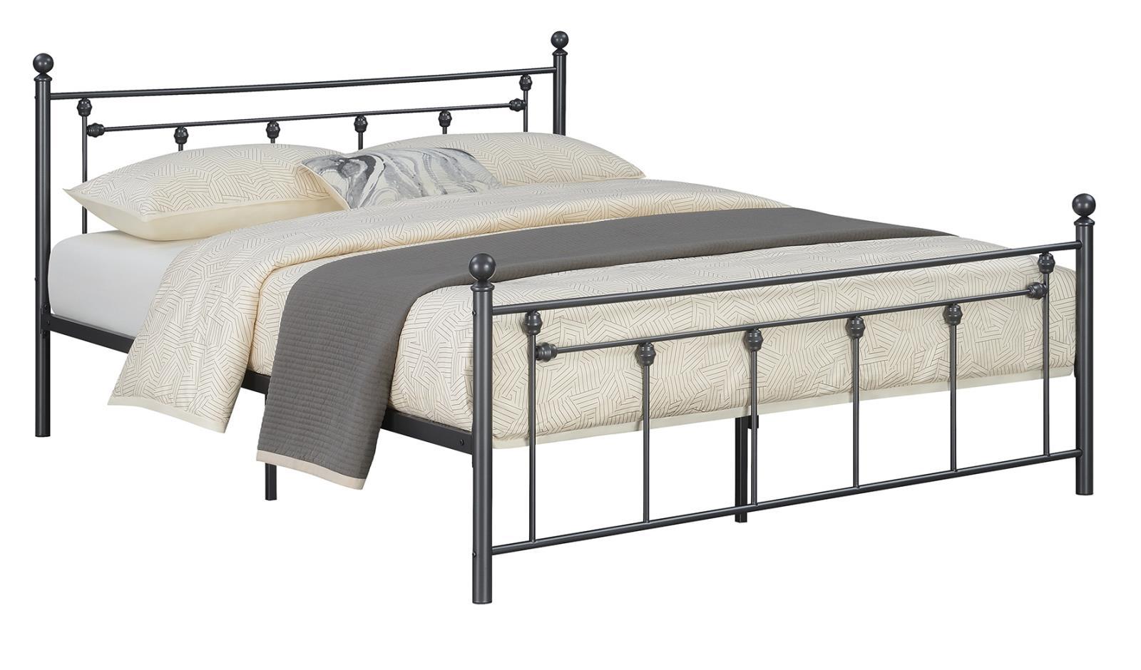 Canon Queen Metal Slatted Headboard Platform Bed - Gunmetal - Luxury Home Furniture (MI)