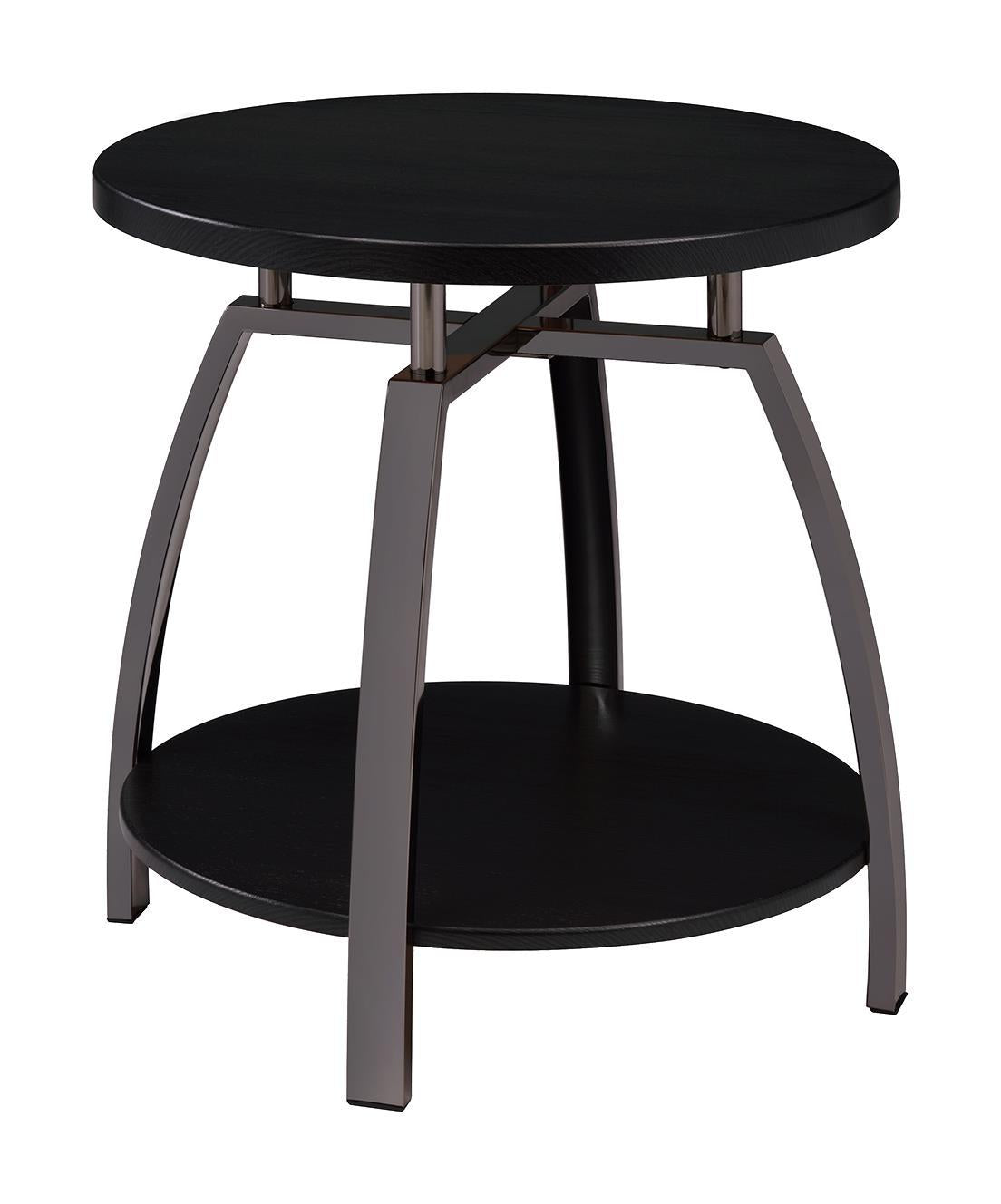 Dacre Round End Table Dark Grey and Black Nickel - Luxury Home Furniture (MI)