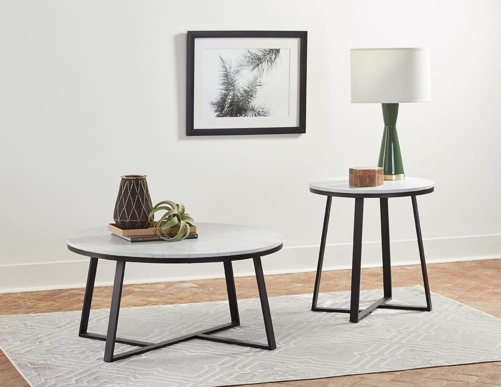Hugo Round Coffee Table White and Matte Black - Luxury Home Furniture (MI)