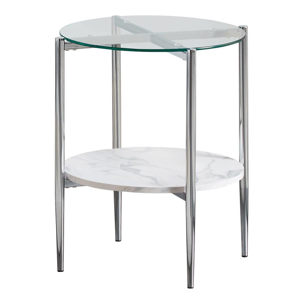Cadee Round Glass Top End Table Clear and Chrome - Luxury Home Furniture (MI)