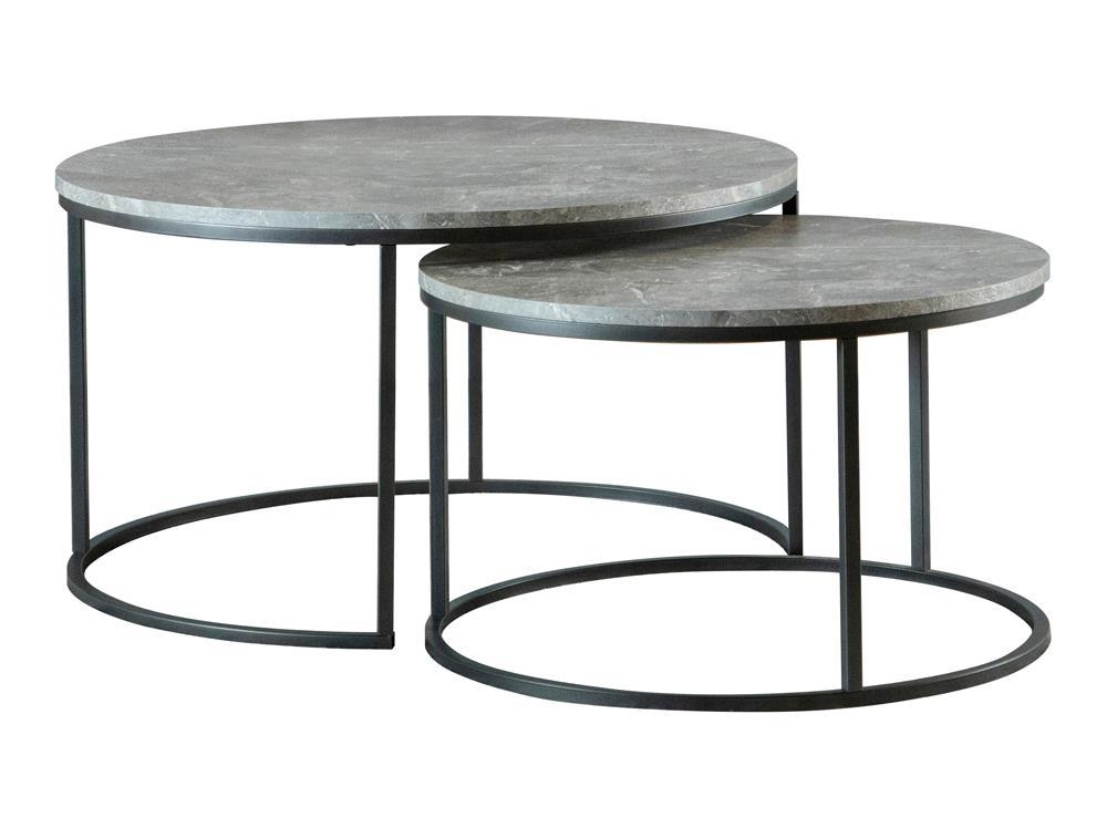 Lainey Round 2-piece Nesting Coffee Table Grey and Gunmetal - Luxury Home Furniture (MI)